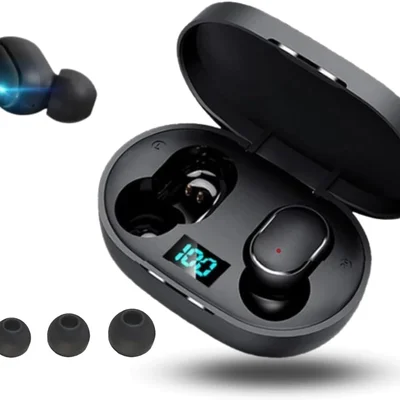 Fone De Ouvido Bluetooth 5.0 Tws Sem Fio Preto Intra Auricular Premium Com Visor De Bateria Compativel Com Todos Os Aparelhos