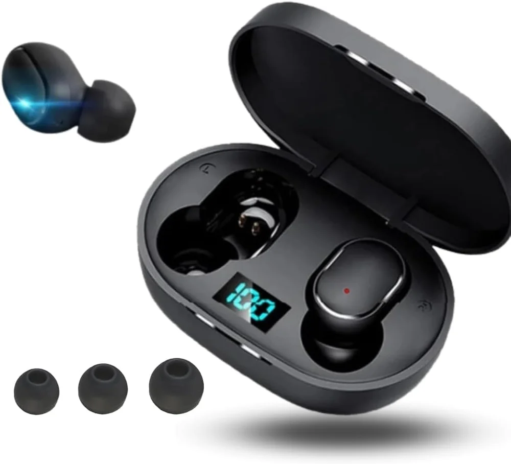 Fone De Ouvido Bluetooth 5.0 Tws Sem Fio Preto Intra Auricular Premium Com Visor De Bateria Compativel Com Todos Os Aparelhos