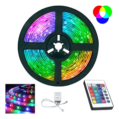 Fita LED RGB 3528 Colorida 5m + Controle 300 LED Decoração Tensão De Operação