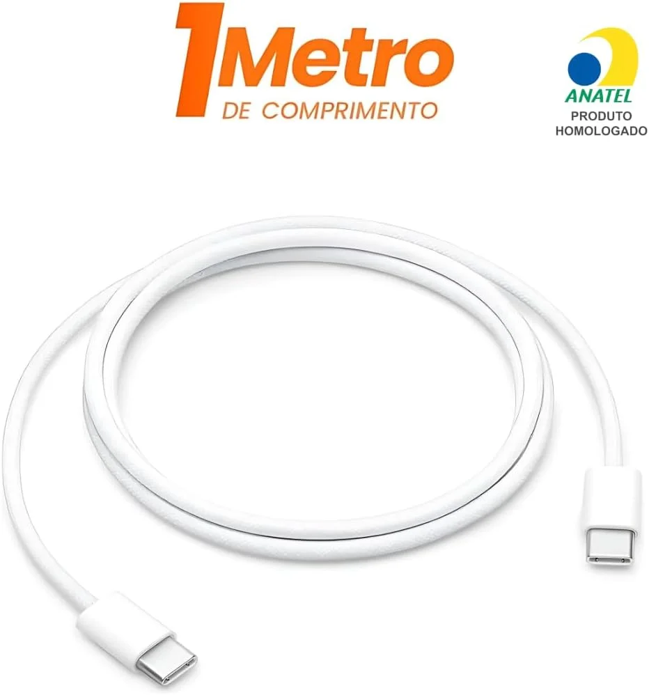 Imagem 3 de 4 do produto Cabo Usb-c Tipo C 60w Trançado 1m Premium De Nylon Compatível Com Iphone 15, 15 Pro/max, Iphone 16, 16 Pro/max, Iphone 17, 17pro/max, Samsung Galaxy