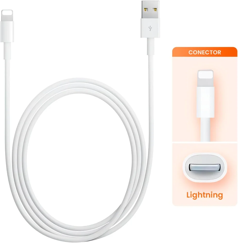 Imagem 2 de 4 do produto Cabo Usb Para Lightning Reforçado 1m, Compatível Com Iphone 6 7 8 X Xs 11 Se 12 Xr 13 14 Pro Max – Carregamento Turbo E Transferência De Dados