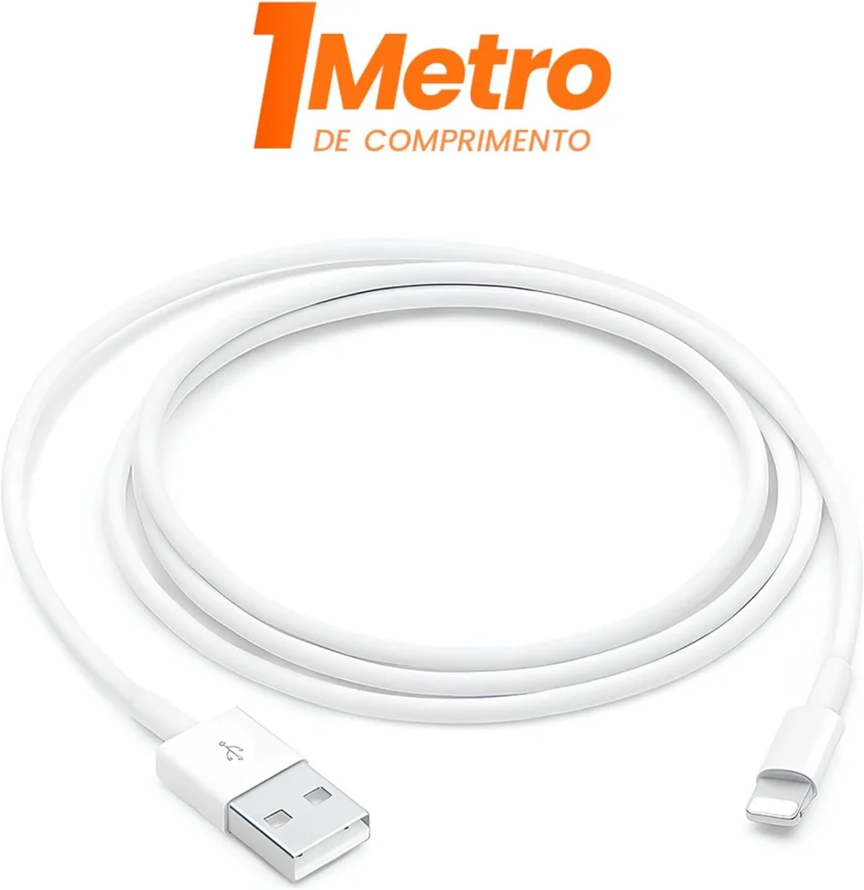 Imagem 4 de 4 do produto Cabo Usb Para Lightning Reforçado 1m, Compatível Com Iphone 6 7 8 X Xs 11 Se 12 Xr 13 14 Pro Max – Carregamento Turbo E Transferência De Dados