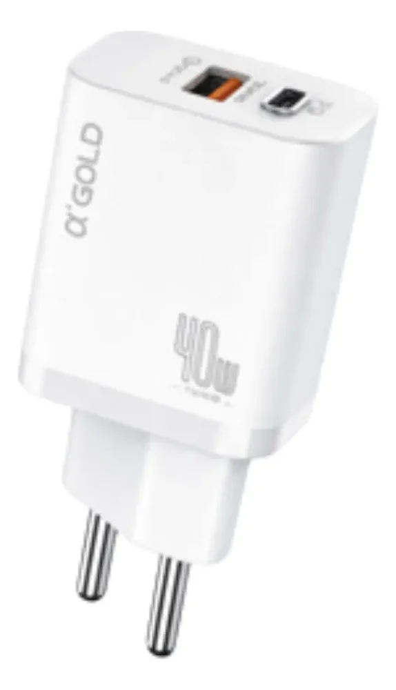Carregador Rápido 40w Power Delivery Usb-c + Usb-a Qc 4.0, Fonte Bivolt Com Carregamento Turbo Para Smartphones, Tablets E Dispositivos