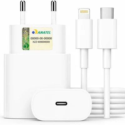 Carregador Turbo 30w Compativel C/i.phone 8 X Xr 11 12 13 14 Pro Max Linha Premium Com Cabo Usb-c, Saída Ios + Fonte Carregador Ultra Rápido