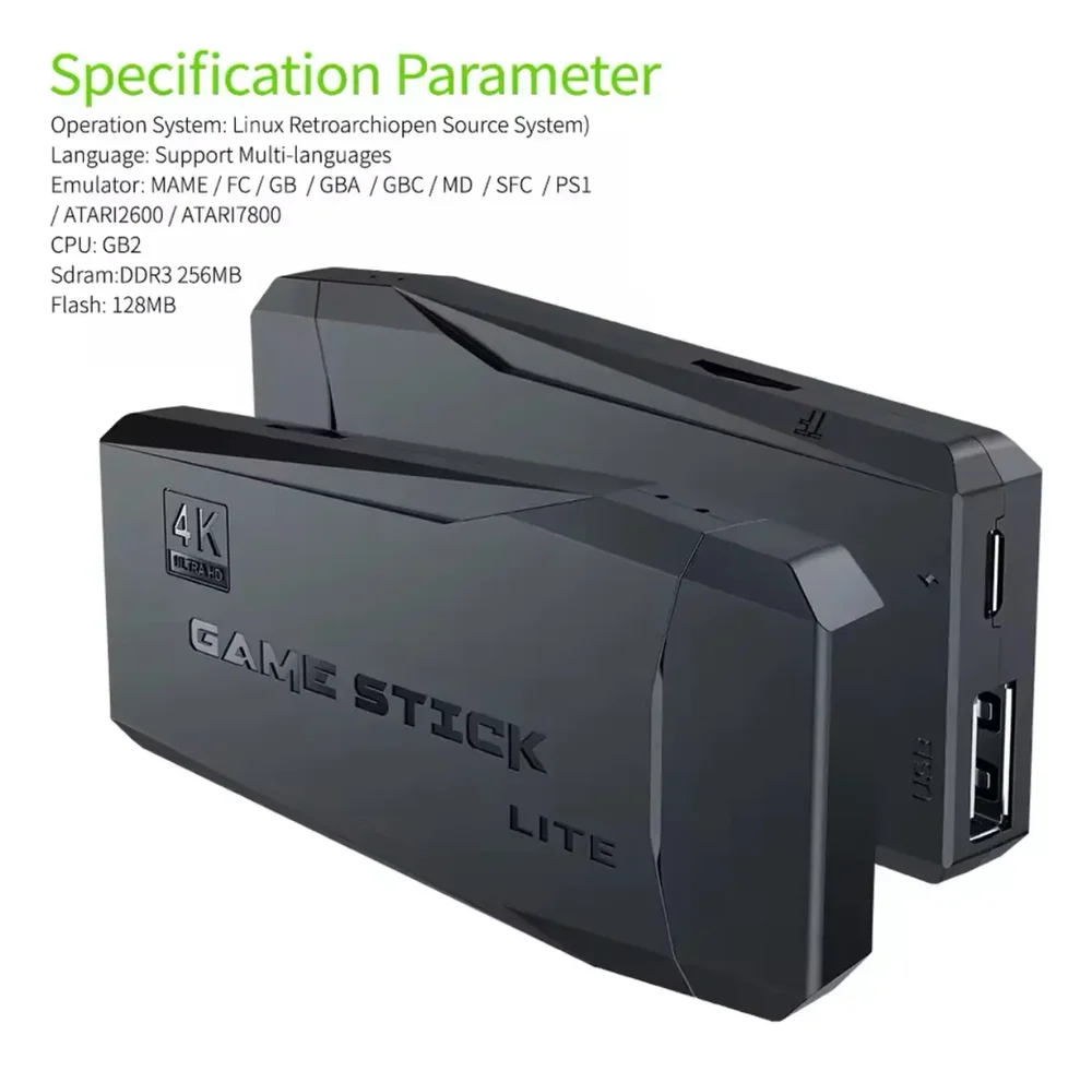 Imagem 3 de 4 do produto Jogo De Vídeo Gamer Stick 4k M8 Para Televisão Com 02 Controladores