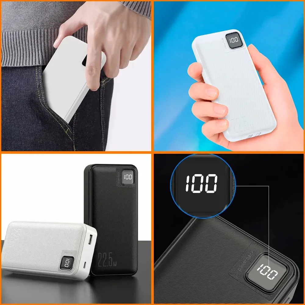 Imagem 4 de 4 do produto Power Bank Inova 20000mah Preto, Carga Rápida 22.5w Para Iphone E Samsung, Com Cabos Embutidos E Display