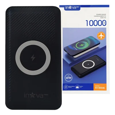 Carregador Por Indução 10w Sem Fio Portátil Power Bank 10000mah Cor Branco