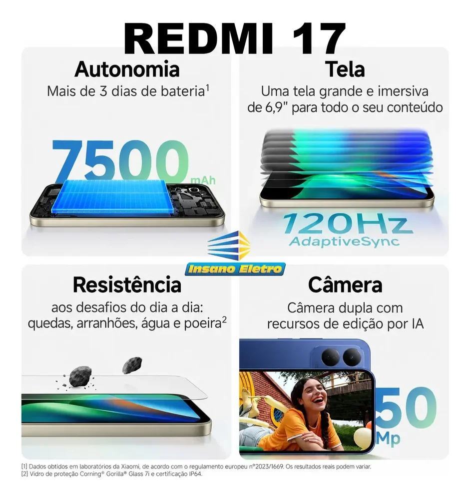 Imagem 2 de 4 do produto Smartphone Xiaomi Redmi 17 256gb 6+6gbram Global C/nfc Roxo