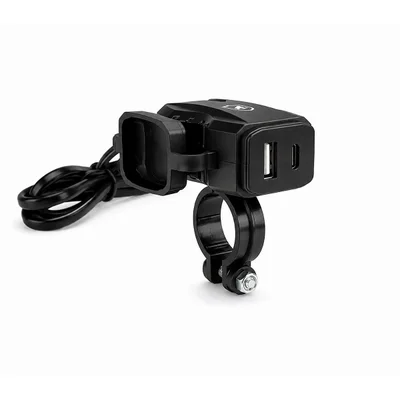 Carregador De Celular Universal Para Moto Usb-a + Usb-c, Carregamento Rápido 15w E Fixação 3 Em 1 - Preto - Gshield