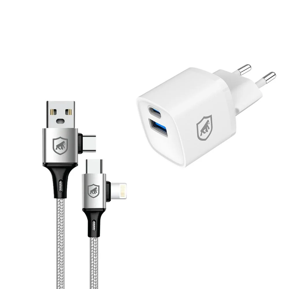 Kit Carregamento Rápido Gan 20w Com Cabo 4 Em 1 65w Usb-c Lightning - Gshield