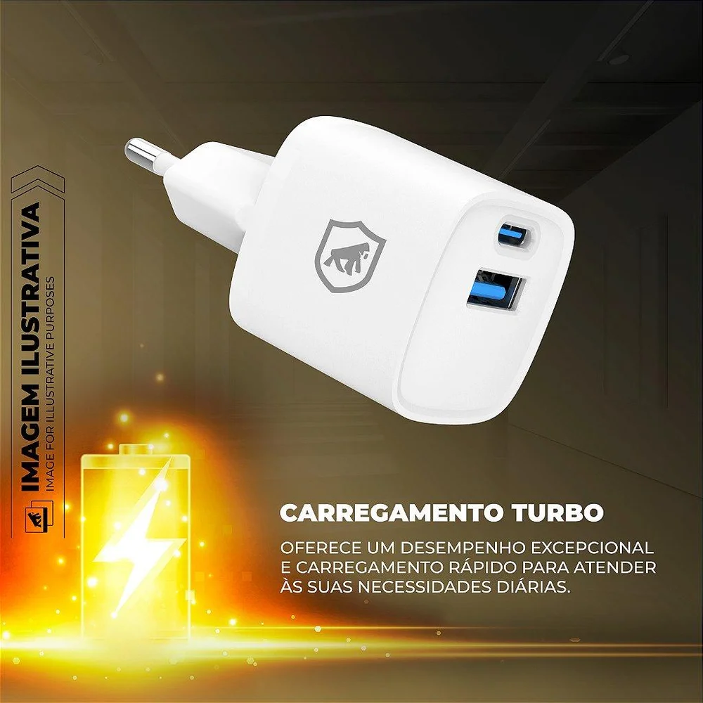 Imagem 4 de 5 do produto Kit Carregamento Rápido Gan 20w Com Cabo 4 Em 1 65w Usb-c Lightning - Gshield
