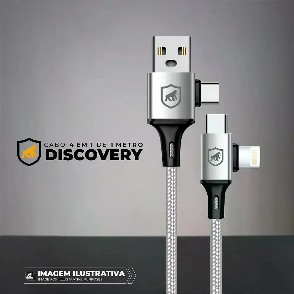 Imagem 5 de 5 do produto Kit Carregamento Rápido Gan 20w Com Cabo 4 Em 1 65w Usb-c Lightning - Gshield