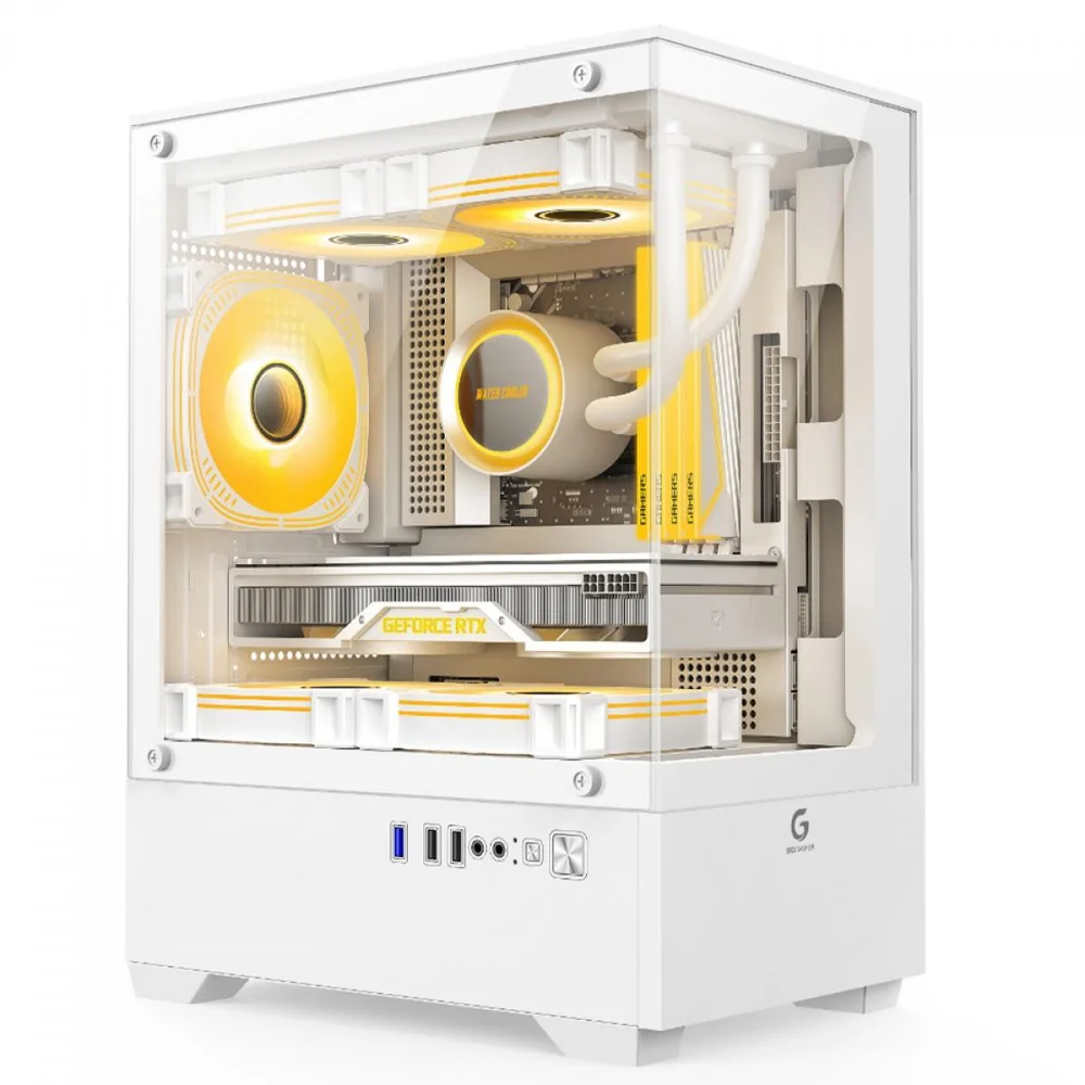 Gabinete Gamer Brx R31w, Mid Tower, Vidro, Matx, Com 3 Fans, Branco