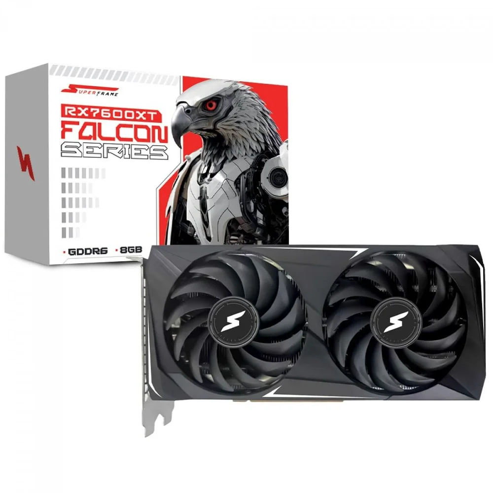 Placa De Vídeo Superframe Amd Radeon Rx 7600 Xt Falcon Series, 8GB, Gddr6, Fsr, Ray Tracing, Sf-gc-fcam7600xt8gd6