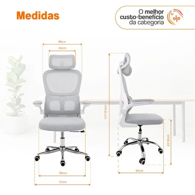 Imagem 5 de 5 do produto Cadeira De Escritório Diretor Oficial Atenas Cinza - Kit 15
