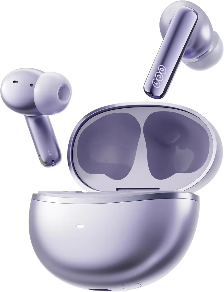 Fone De Ouvido Qcy Melobuds N70 - ( Roxo ) Bluetooth 6.0, Ios, E Android, Hi-res Audio Wireless, Cancelamento De Ruído Anc, Carregamento Sem Fio,