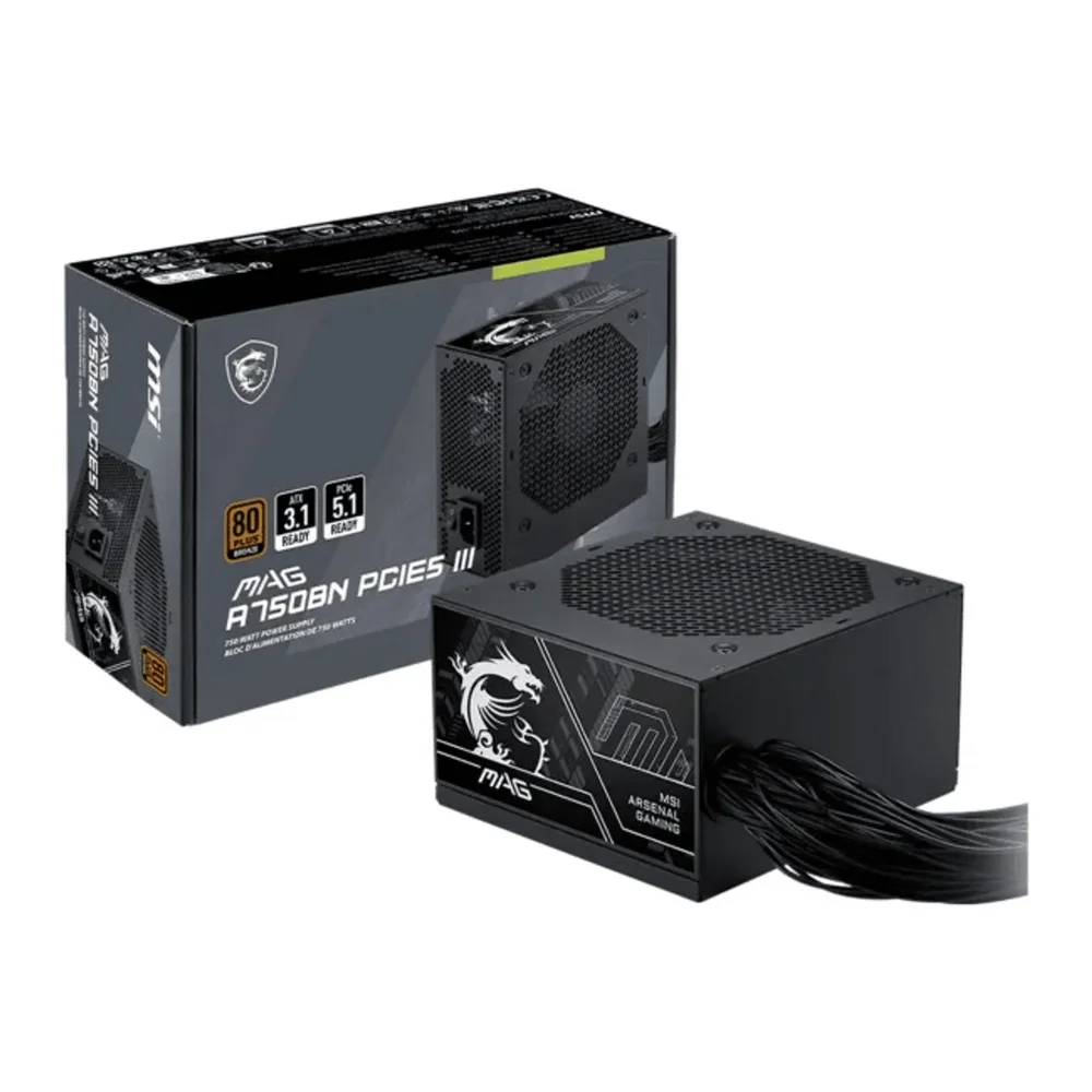 Fonte De Alimentação Msi Mag A750bn 750w Atx 3.1 / 80 Plus Bronze 306-7zptx19-hd8