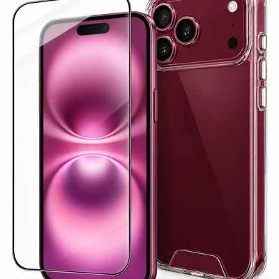 Capa Case Transparente Rígida + Película 3d Vidro Para Iphone 18 Pro
