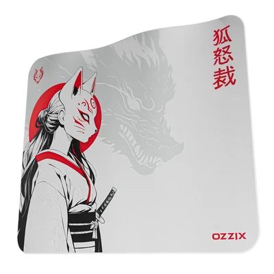 Mousepad Gamer Tsuki Quadrado 49x42 Profissional Microtexturizado Premium Arte Japonesa Kitsune Ozzix
