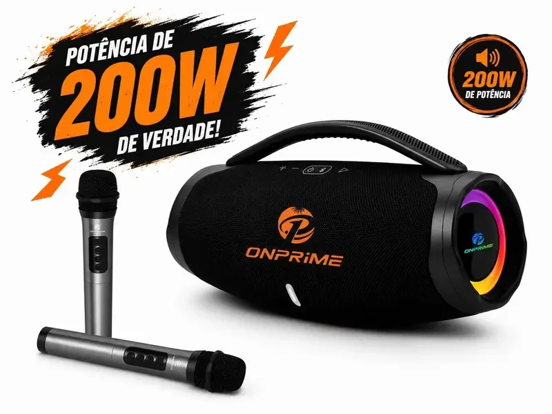 Imagem 4 de 4 do produto Caixa De Som Acústica Onprime Hsj-6600, Bluetooth, Potente Para Festas, Luzes, Preto