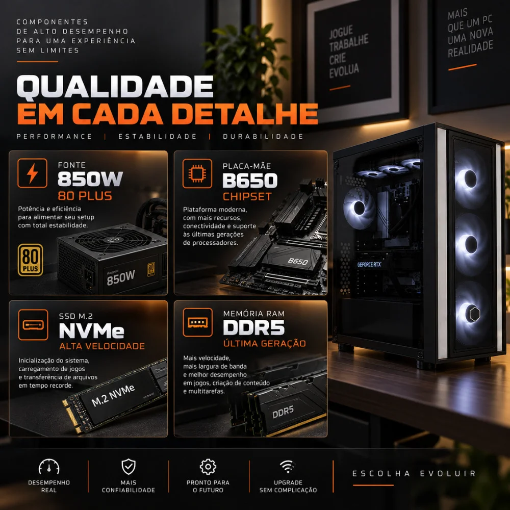 PC Gamer | Workstation - Amd Ryzen 7 9800x3d, Geforce RTX 5060 8GB, 32gb Ddr5, SSD 1TB Nvme, Fonte 850w 80 Plus, Bluepc Pgbp-wo1041 - view 2