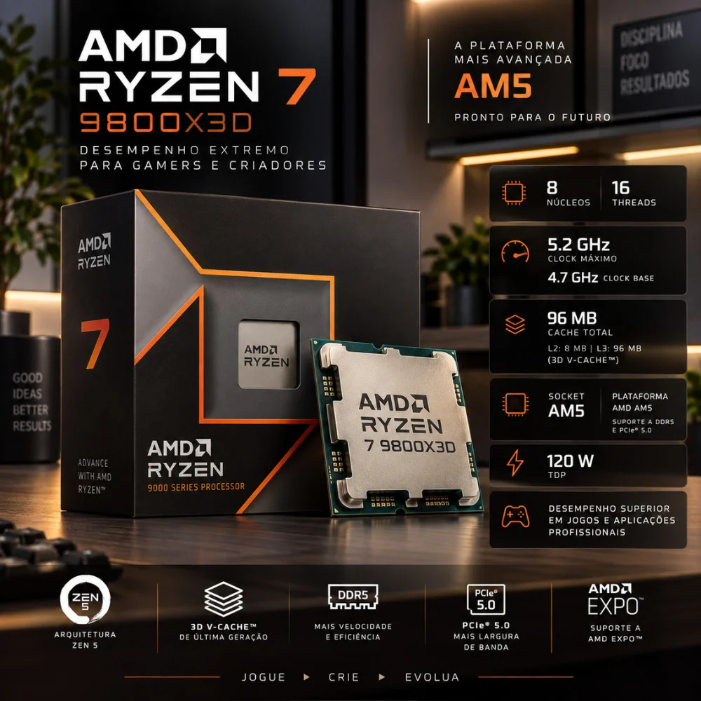 PC Gamer | Workstation - Amd Ryzen 7 9800x3d, Geforce RTX 5080 16gb, 16gb Ddr5, SSD 1TB Nvme, Fonte 850w 80 Plus, Bluepc Pgbp-wo1035 - view 3