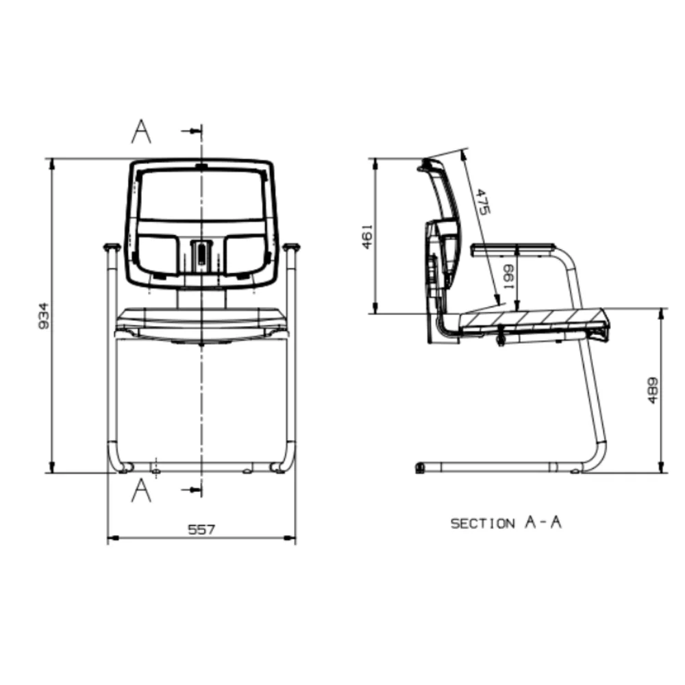 Imagem 2 de 5 do produto Kit 02 Cadeiras Escritório Interlocutor Fixa Brizza Plaxmetal Estrutura S Cromada Assento Couro Eco Encosto Tela Preto