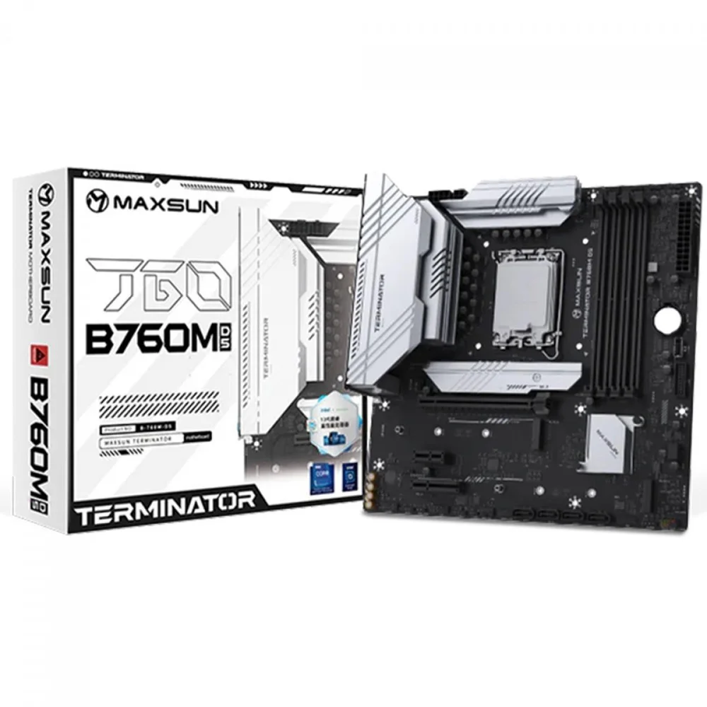 Placa Mãe Maxsun Terminator B760m D5 Wifi, Chipset B760, Intel LGA 1700, Matx, Ddr5