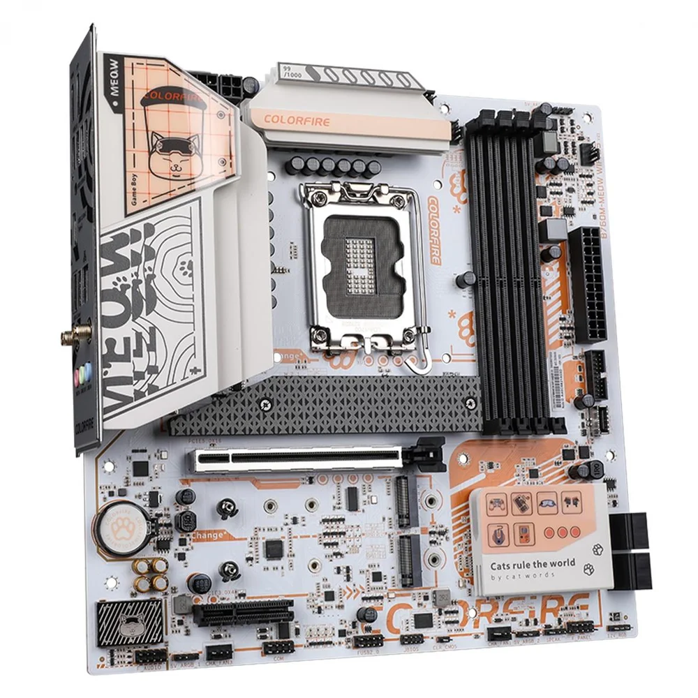 Placa Mãe Colorfire B760m-a Meow Wifi D5 Orange, Chipset B760, Intel LGA 1700, Matx, Ddr5
