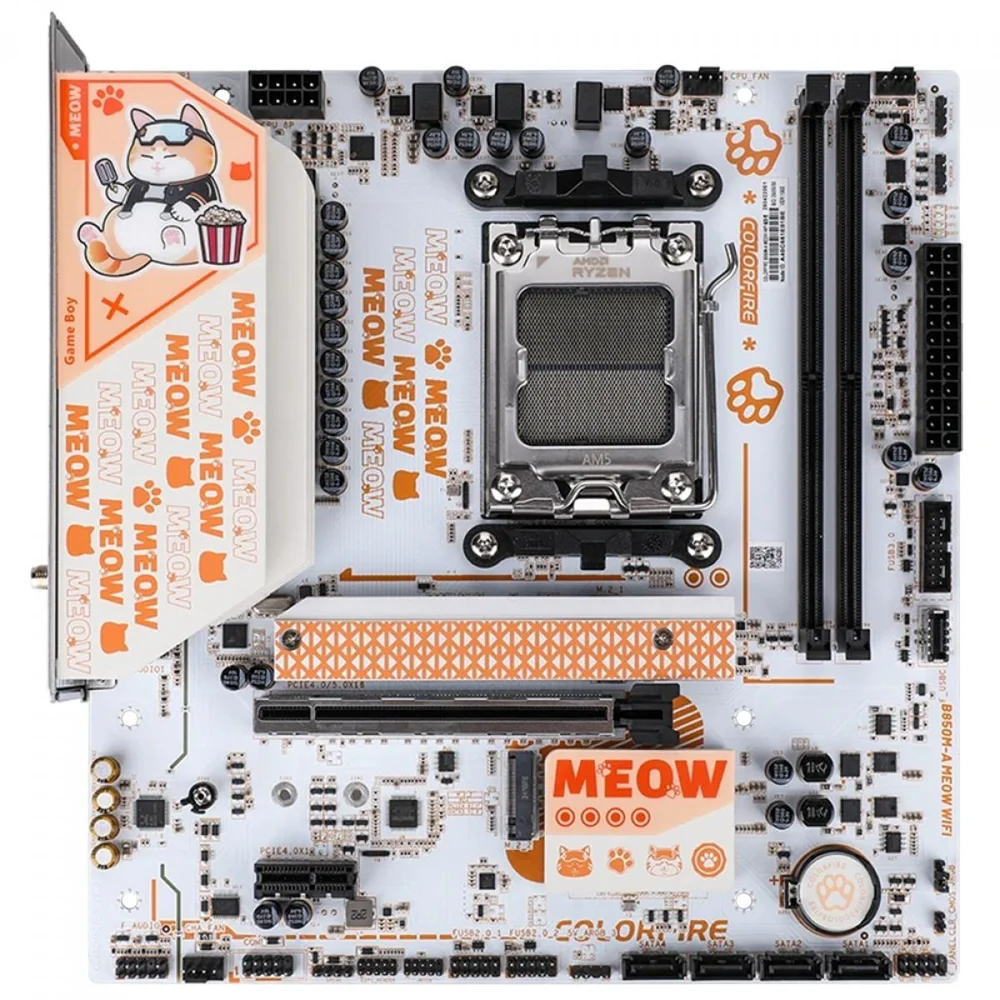 Placa Mãe Colorfire B850m-a Meow Wifi Orange, Chipset B850, Amd Am5, Matx, Ddr5