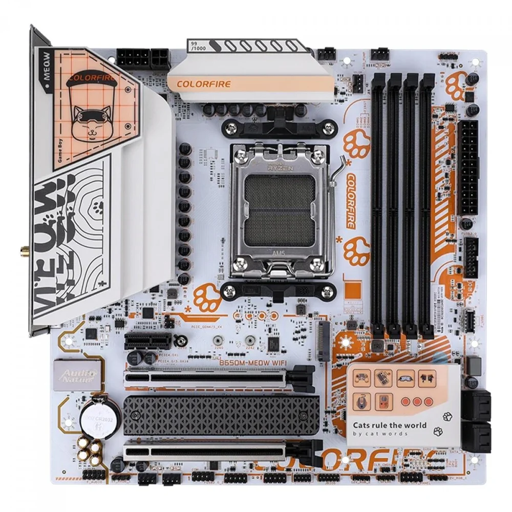 Placa Mãe Colorfire B650m-meow Wifi Orange, Chipset B650, Amd Am5, Matx, Ddr5