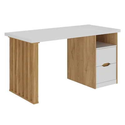Mesa Escrivaninha Retangular Florence Moderno 2 Gavetas 142cm Branco Artany