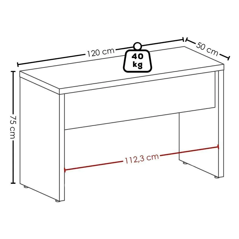 Imagem 4 de 5 do produto Mesa Escritorio Retangular Toq Moderno 2 Gavetas Mdp 120cm Branco Com Gaveteiro Artany