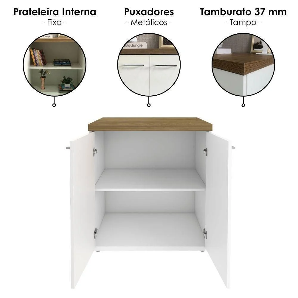 Imagem 5 de 5 do produto Mesa Escritorio Retangular Toq Moderno 2 Gavetas Mdp 120cm Branco Com Gaveteiro Artany
