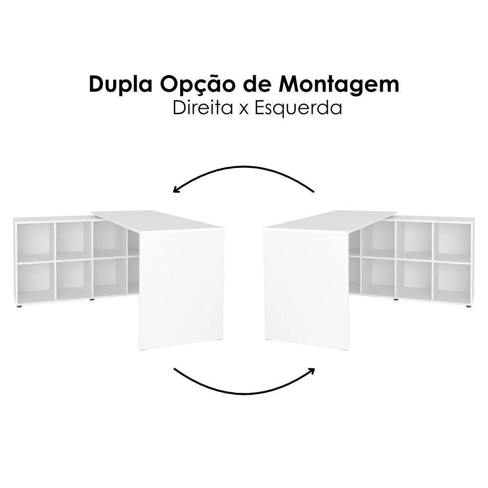 Imagem 5 de 5 do produto Mesa Escrivaninha Em L Nero Moderno Sem Gavetas Mdp 140cm Branco Artany