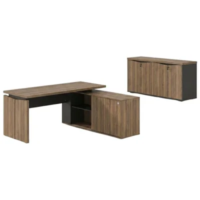 Mesa Escritório Em L Y37 Moderno Sem Gavetas Mdp 155cm Preto Artany