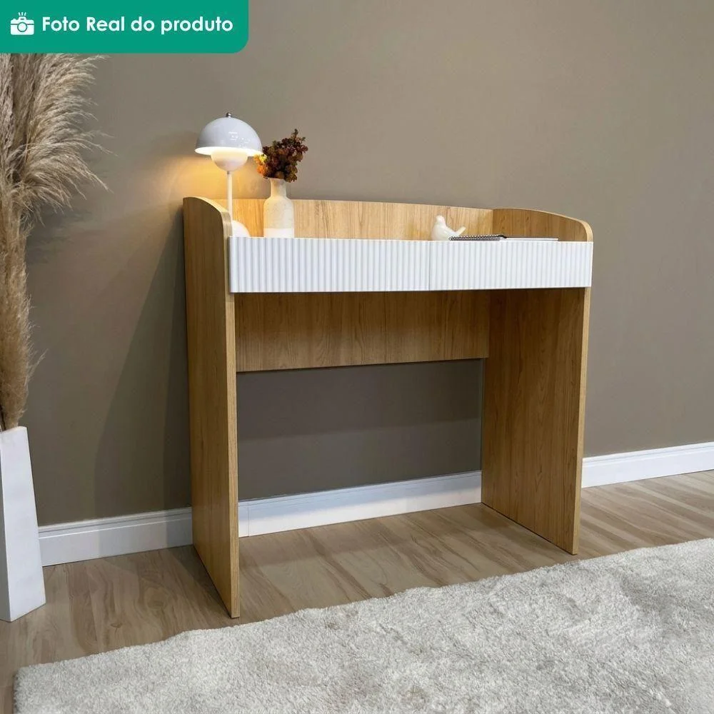 Imagem 5 de 5 do produto Mesa Escrivaninha Petit Moderno 2 Gavetas Mdp 91cm Branco Artany