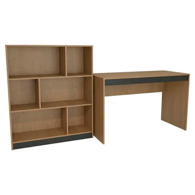 Mesa Escrivaninha E Estante B28 Moderno Mdp 120cm Mel Preto Nova Mobile