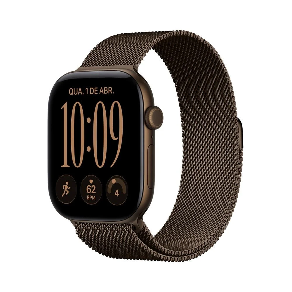 Apple Watch Series 12 Gps + Cellular, Caixa Em Alumínio Bronze-escuro De 46 Mm Com Pulseira Estilo Milanês Bronze-escuro - P/m