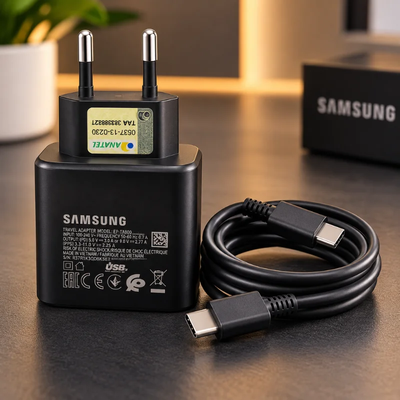 Imagem 4 de 5 do produto Kit Carregador Samsung   45w Super Fast Charging 2.0 Usb-c + Cabo Tipo C 5a | Carregamento Rápido Para Galaxy Cor Preto