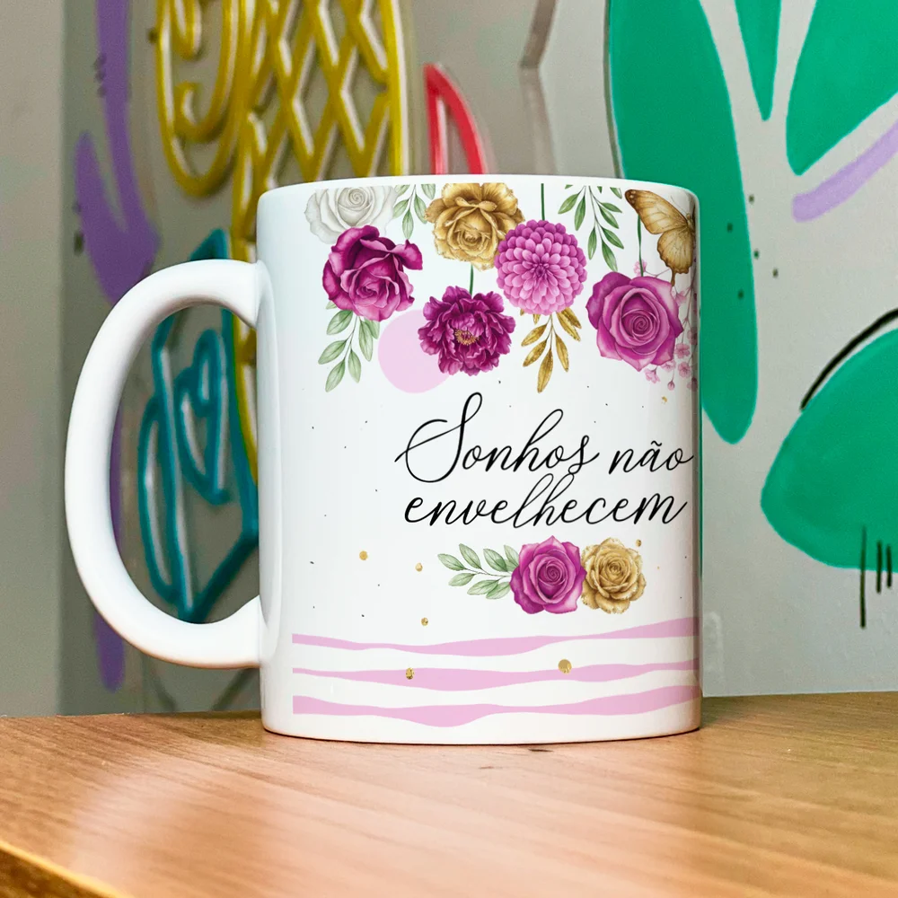 Imagem 4 de 5 do produto Caneca Floral Positividade - Sonhos Não Envelhecem