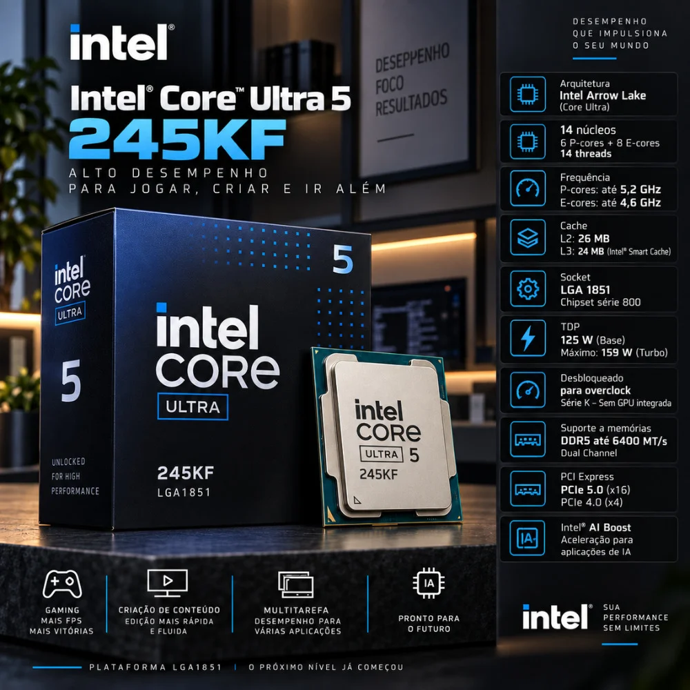PC Gamer | Workstation - Intel Core Ultra 245kf, Geforce RTX 5070 12gb, 64gb Ddr5, SSD 2TB Nvme, Fonte 850w 80 Plus, Bluepc Pgbp-wo1113 - view 2