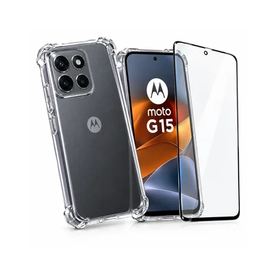 Kit Capa + Película 3d Para Moto G15 – Capa Transparente Tpu Antichoque