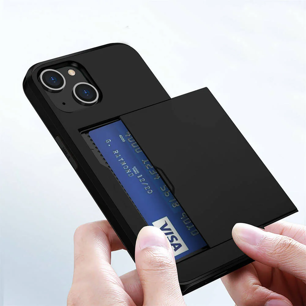 Imagem 2 de 5 do produto Brcshop | Capa Porta Cartão para o iPhone 15 Compartimento Oculto para Armazenamento de 2 Cartões e Proteção Anti-impacto - Cor: Preto