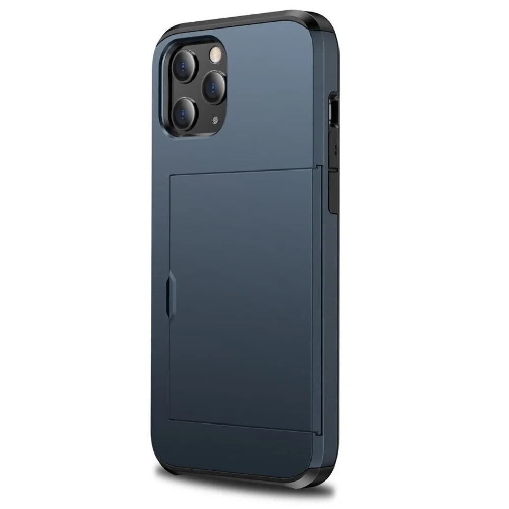 Imagem 3 de 5 do produto Brcshop | Capa Porta Cartão para o iPhone 13 Pro Max Compartimento Oculto para Armazenamento de 2 Cartões e Proteção Anti impacto - Cor: Azul