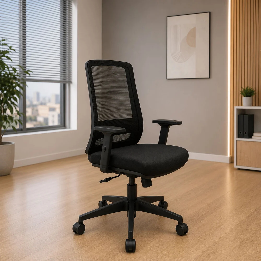 Imagem 5 de 5 do produto Mesa De Escritório Em L 140x60cm  Com Conexão + Cadeira De Escritório Netflex Ergonômica Reclinável - Preto
