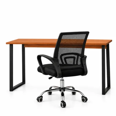 Conjunto De Escritório Mesa Alika E Cadeira Begônia Mesh Preta