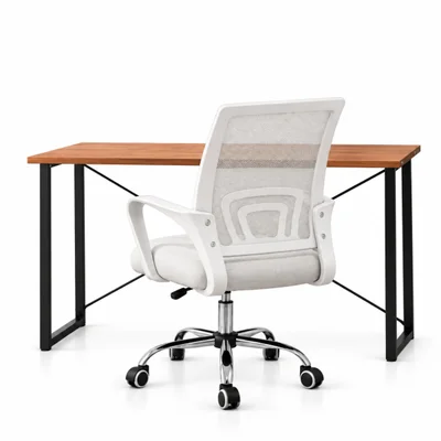 Conjunto De Escritório Mesa Dora E Cadeira Begônia Mesh Branca