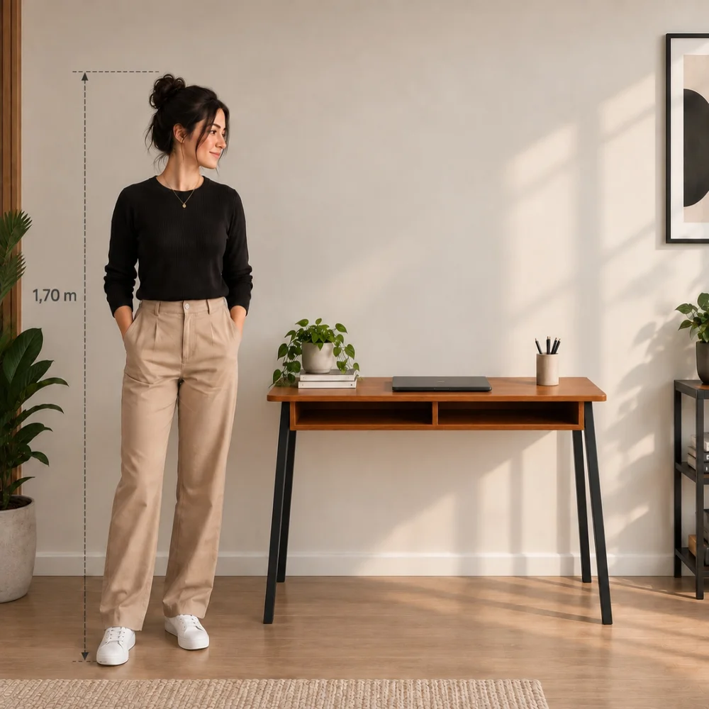 Imagem 4 de 5 do produto Mesa Escrivaninha Niara Com Nicho Home Office Preto/canela 100cm