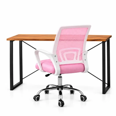 Conjunto De Escritório Mesa Dora E Cadeira Begônia Mesh Rosa